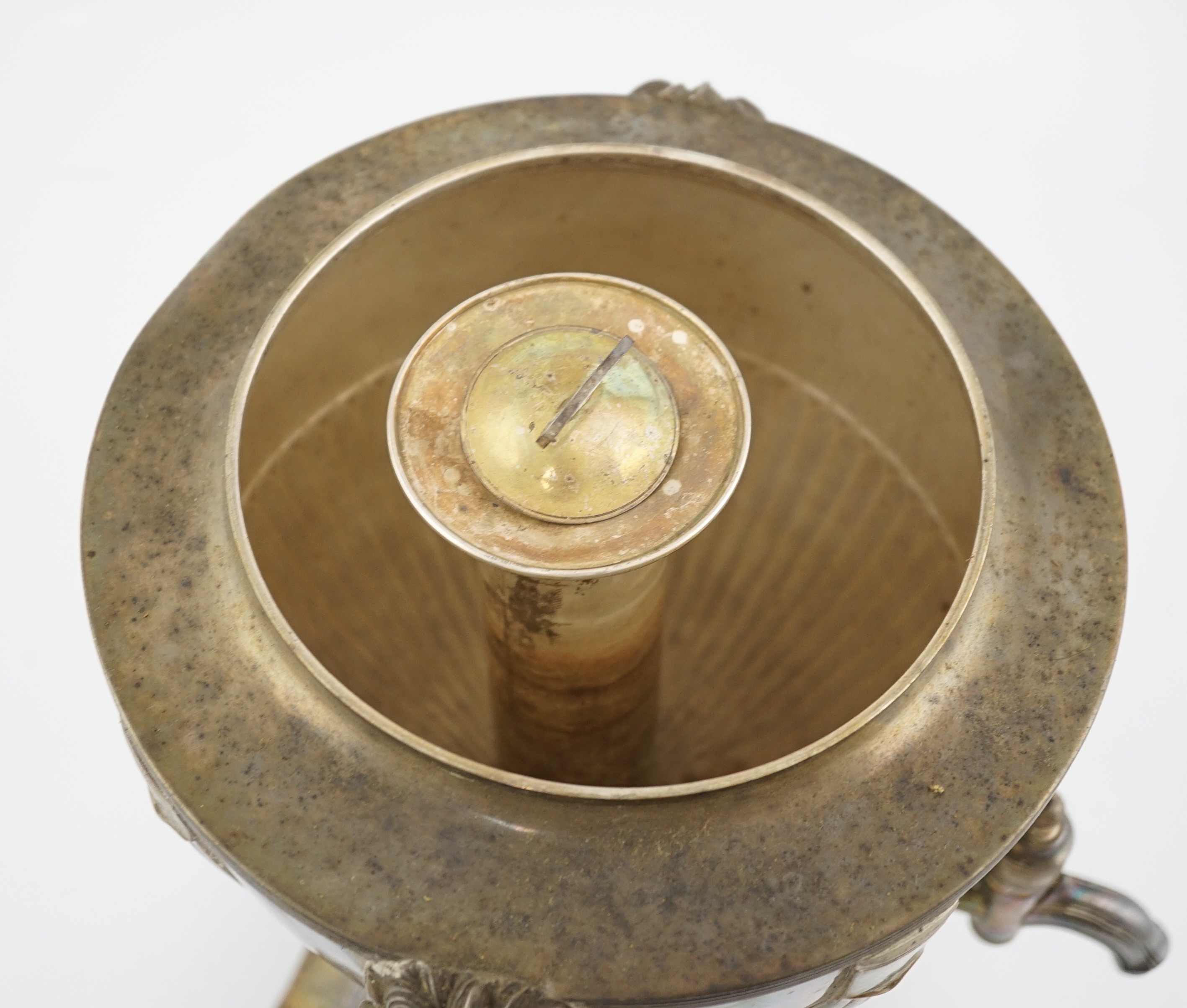 A George III demi-fluted silver tea urn and cover, by John Scofield